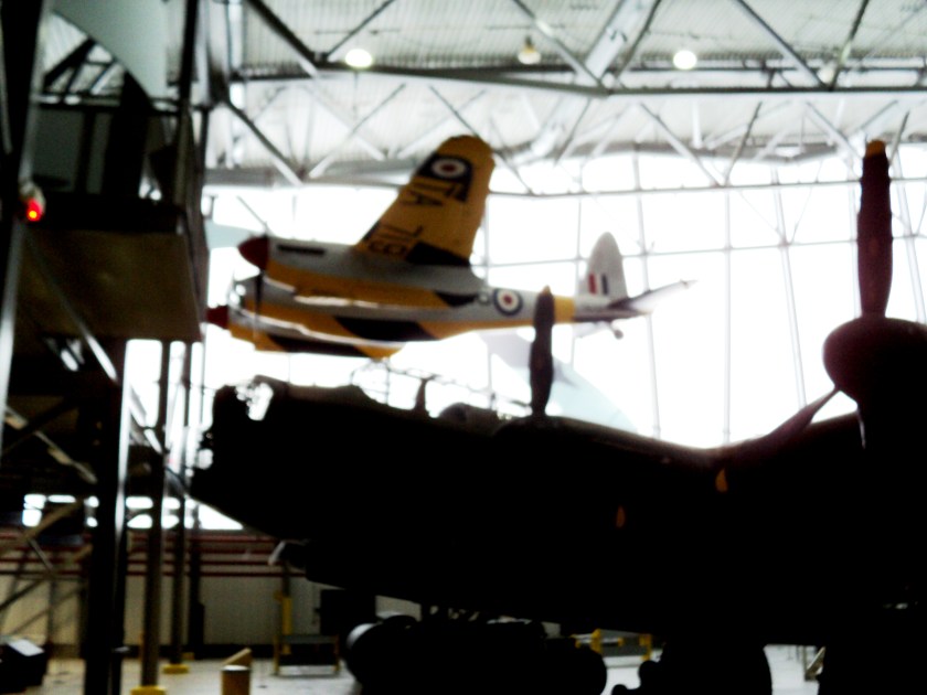A Mosquito above a Lancaster